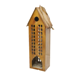 Domek Latarnia Lampion z metalu Żółty 36cm